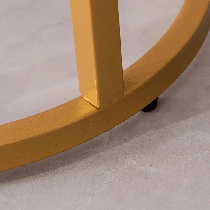 Rounded Shaped Golden Metal End Side Table - Decor Mantra 