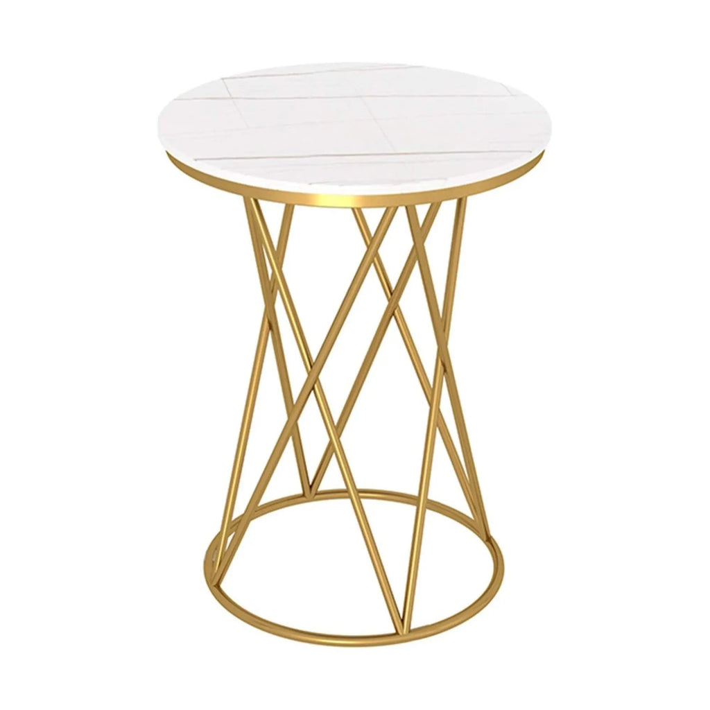 Rounded Side End Designer Golden Metal Finish Side Table - Decor Mantra 