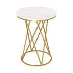 Rounded Side End Designer Golden Metal Finish Side Table - Decor Mantra 