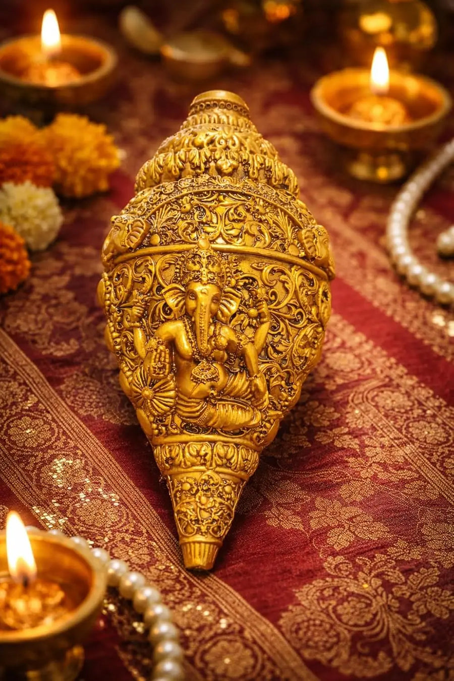 Ganesha Shankh Religious Idol