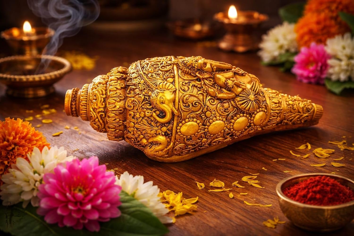 Ganesha Shankh Religious Idol