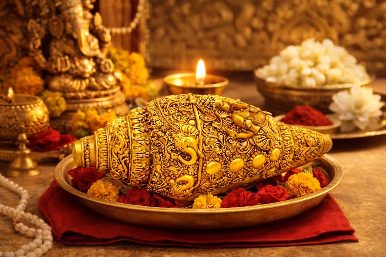 Ganesha Shankh Religious Idol