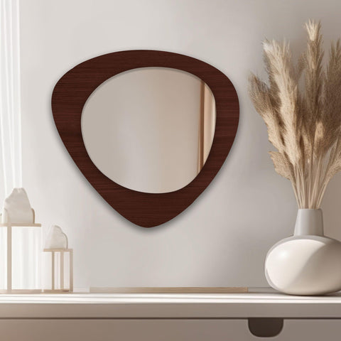 Scandinavian Classic Oval Shaped Wooden Wall Mirror - Decor Mantra 