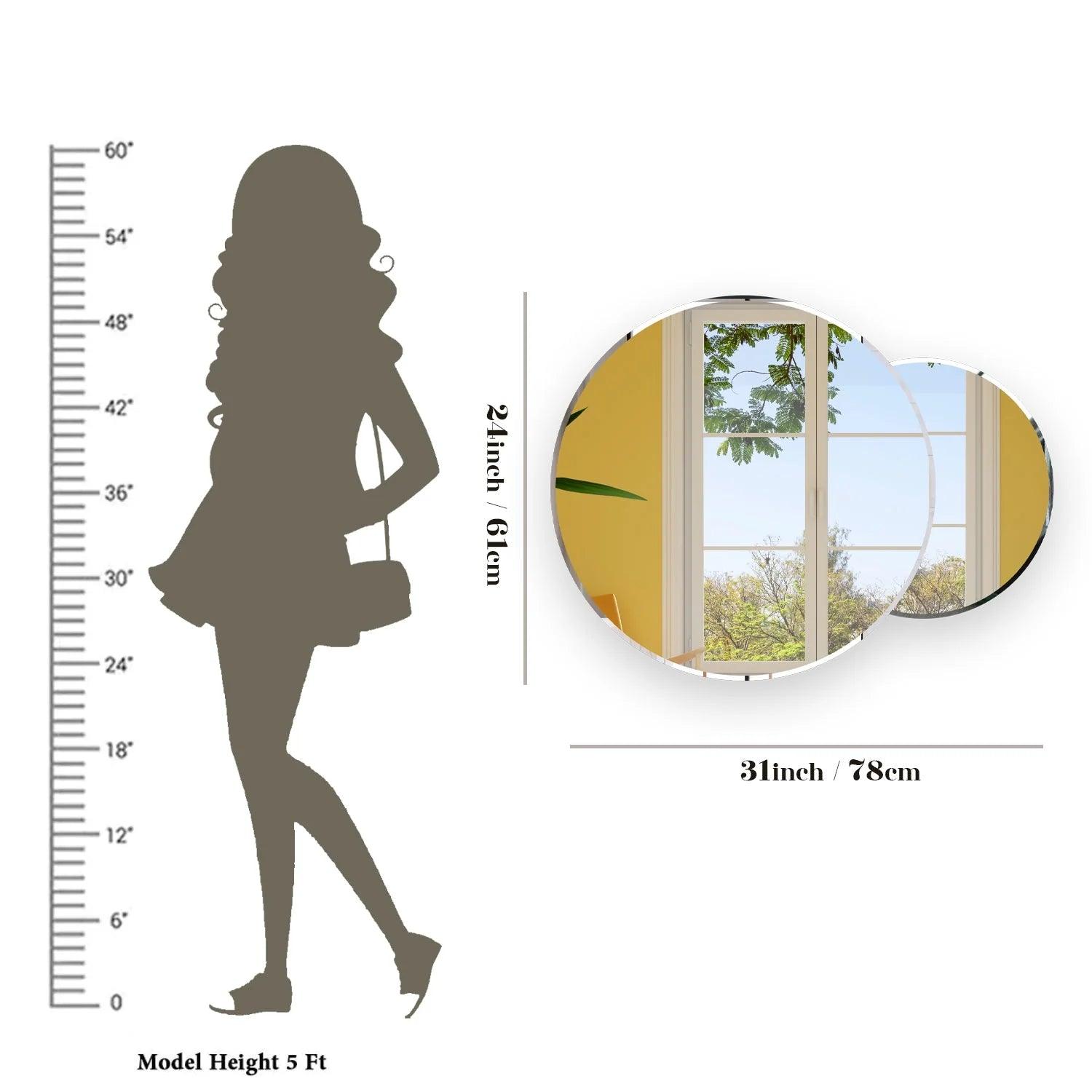 Scandinavian Frameless Beveled Circular Premium Bathroom Mirror - Decor Mantra 