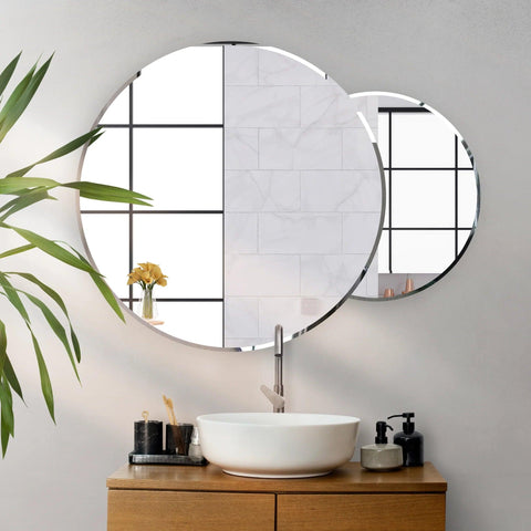 Scandinavian Frameless Beveled Circular Premium Bathroom Mirror - Decor Mantra 