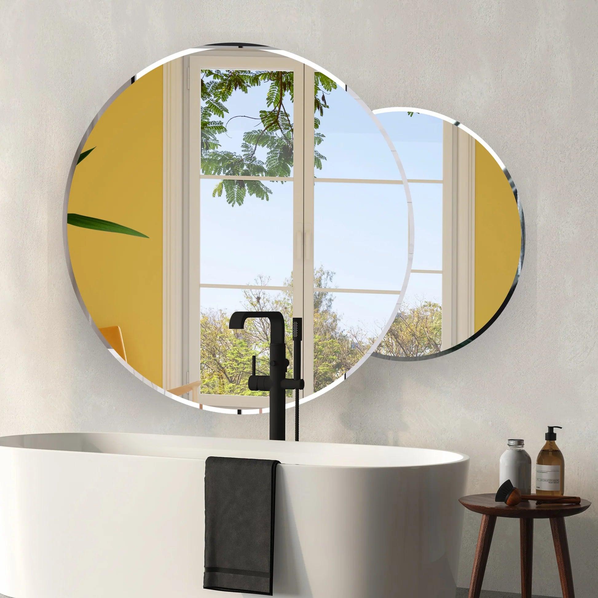 Scandinavian Frameless Beveled Circular Premium Bathroom Mirror - Decor Mantra 