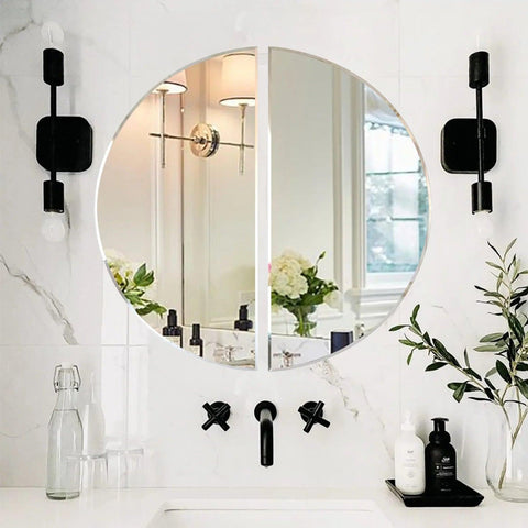 Scandinavian Frameless Beveled Modern Semi Circle Bathroom Mirror - Decor Mantra 