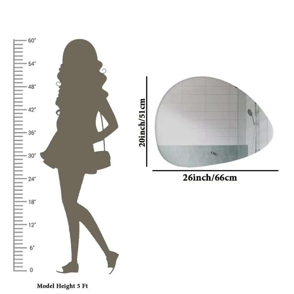 Scandinavian Frameless Beveled Pebble Shape Bathroom Mirror - Decor Mantra 