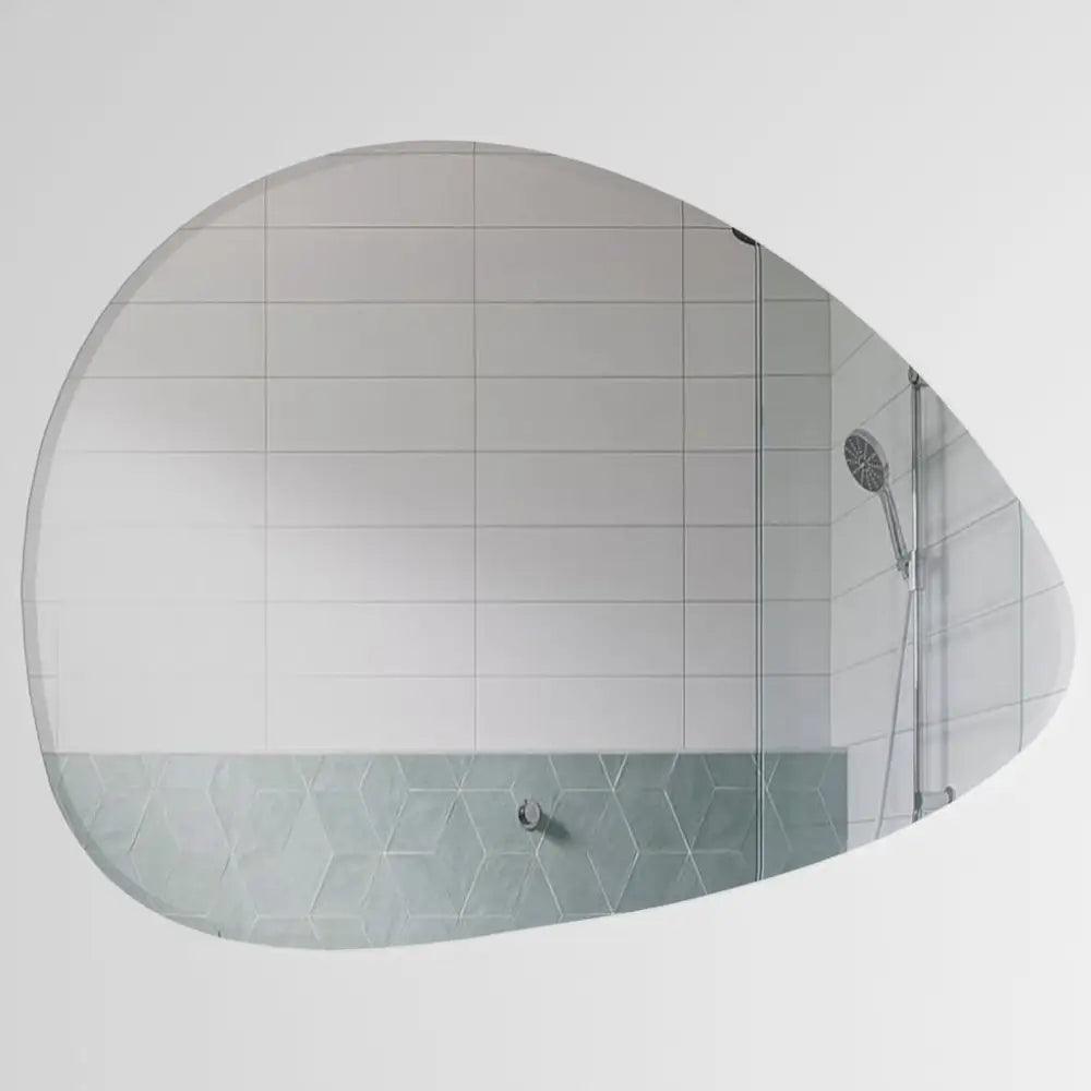 Scandinavian Frameless Beveled Pebble Shape Bathroom Mirror - Decor Mantra 