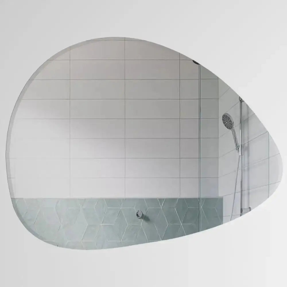 Scandinavian Frameless Beveled Pebble Shape Bathroom Mirror - Decor Mantra 
