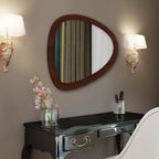Scandinavian Pebble Shape Wooden Wall Mirror - Decor Mantra 