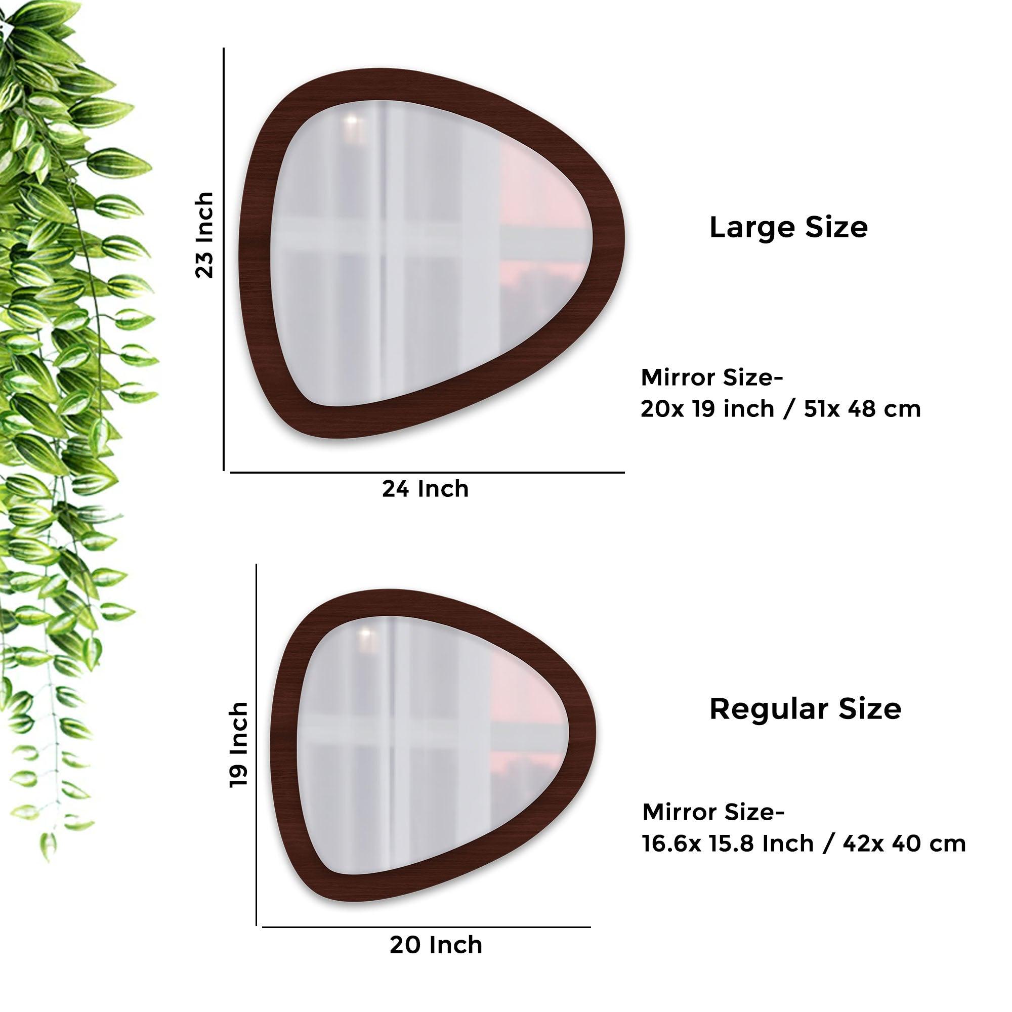 Scandinavian Pebble Shape Wooden Wall Mirror - Decor Mantra 