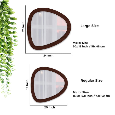 Scandinavian Pebble Shape Wooden Wall Mirror - Decor Mantra 
