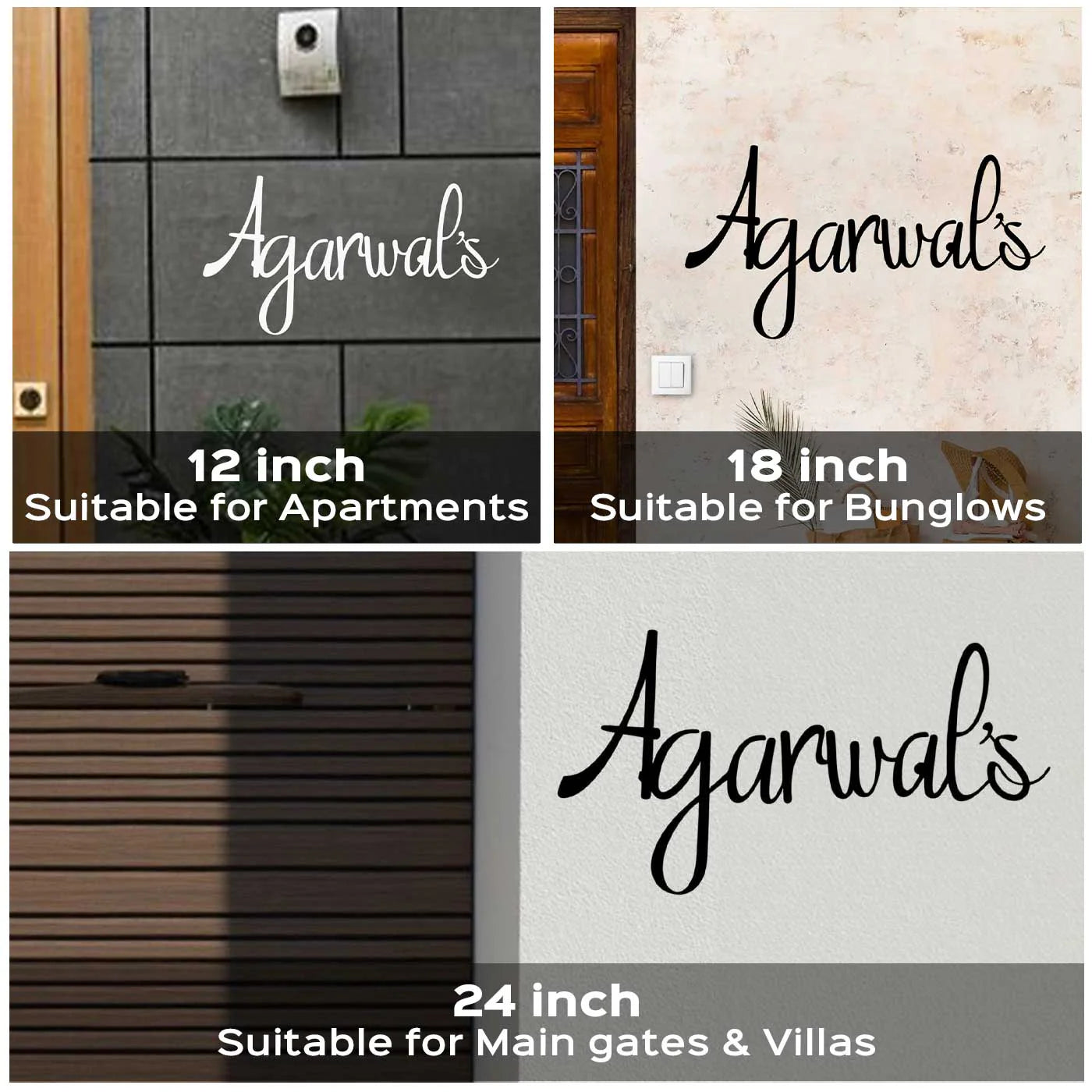 Personalized Weatherproof Metal Name Plate for Home | Elegant Laser Cut Design for Outdoor Entrance - Harshita Craft