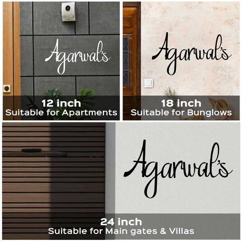 Personalized Weatherproof Metal Name Plate for Home | Elegant Laser Cut Design for Outdoor Entrance