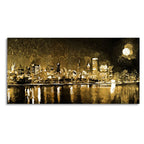 Skyline Night view Premium Canvas Wall Painting Decor Mantra