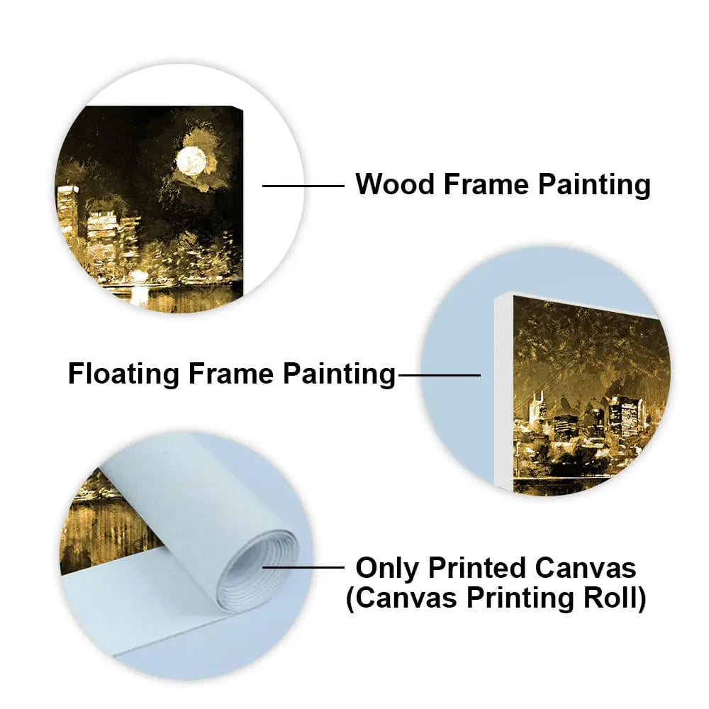 Skyline Night view Premium Canvas Wall Painting Decor Mantra