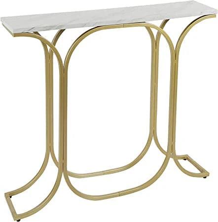 Sleek Entryway Elegance Rectangular White Marble Console Table - Decor Mantra 