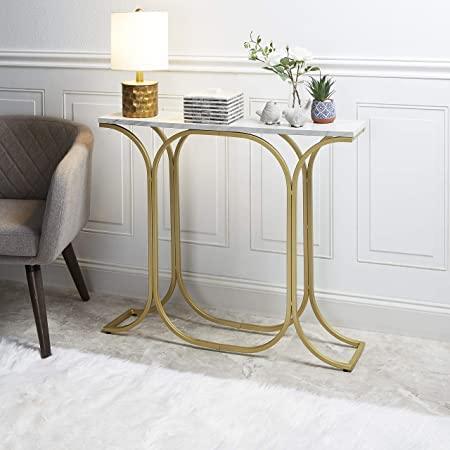 Sleek Entryway Elegance Rectangular White Marble Console Table - Decor Mantra 