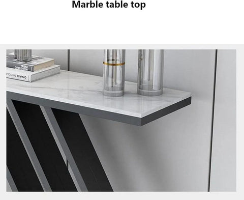 Sleek Sophistication White Marble Black Console Table - Decor Mantra 