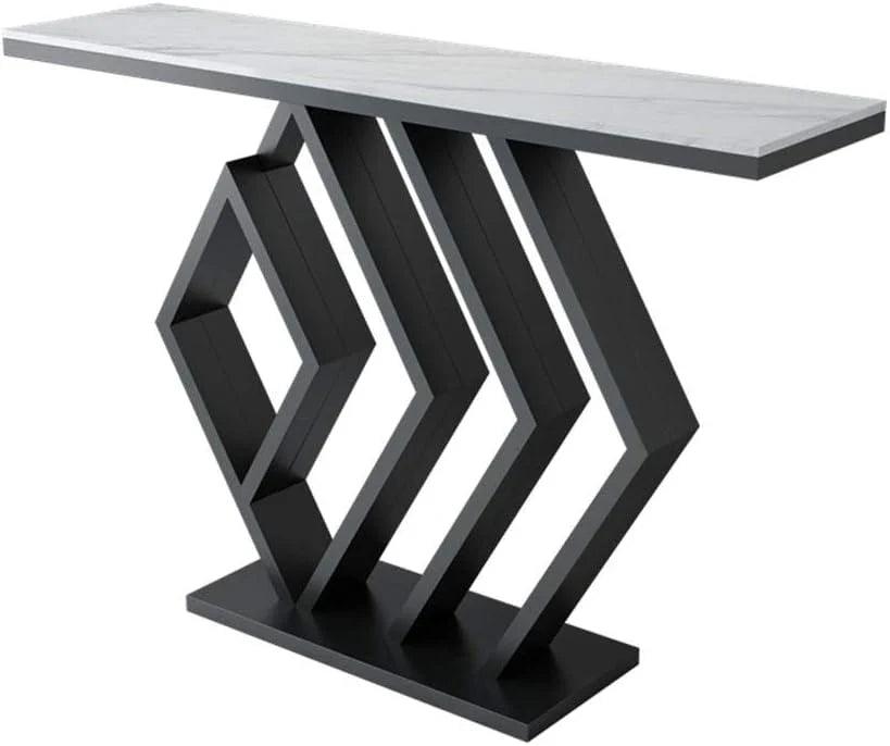 Sleek Sophistication White Marble Black Console Table - Decor Mantra 