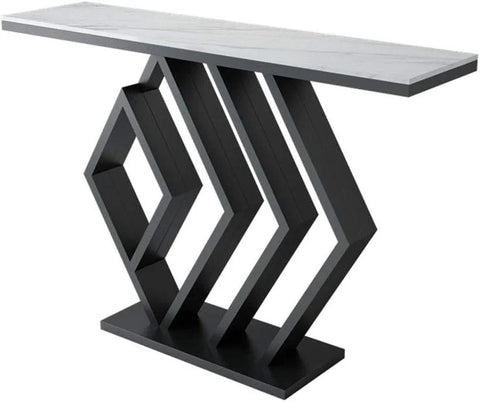 Sleek Sophistication White Marble Black Console Table - Decor Mantra 