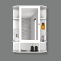 Spacious Wooden Bathroom Mirror Cabinet with 13 Shelves with White Finish - Decor Mantra 