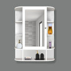 Spacious Wooden Bathroom Mirror Cabinet with 13 Shelves with White Finish - Decor Mantra 