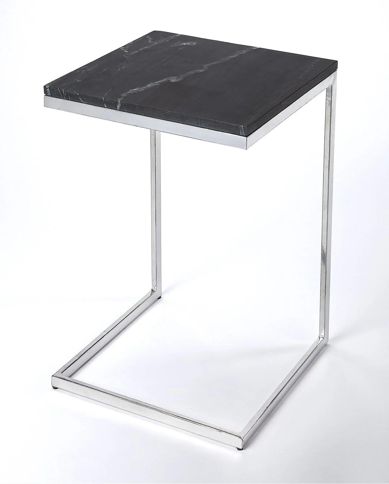 Square Black Marble Modern Designer Side Table - Decor Mantra 