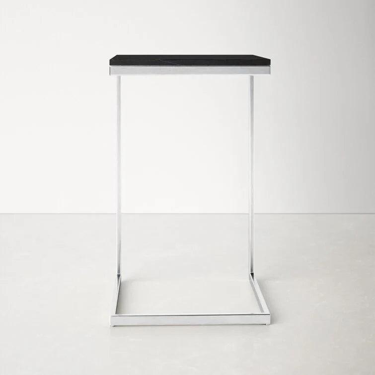 Square Black Marble Modern Designer Side Table - Decor Mantra 