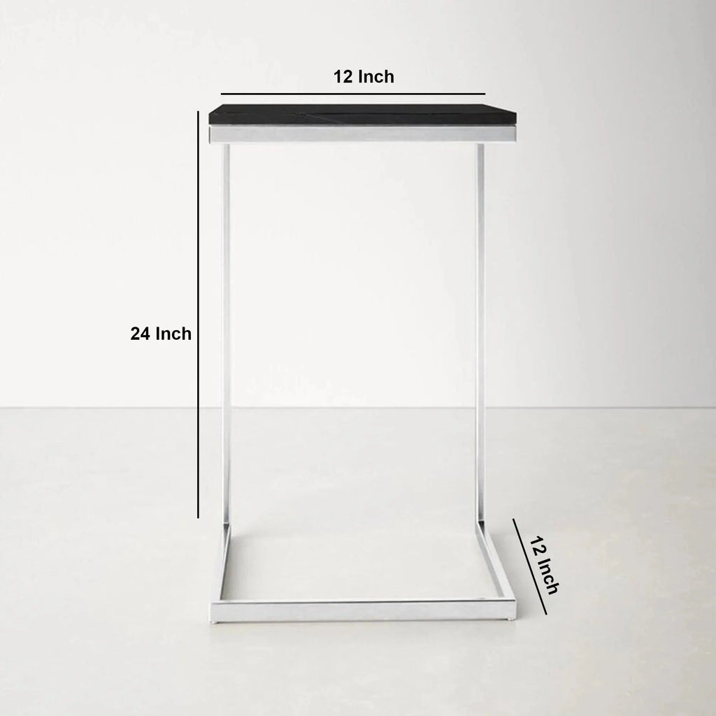 Square Black Marble Modern Designer Side Table - Decor Mantra 