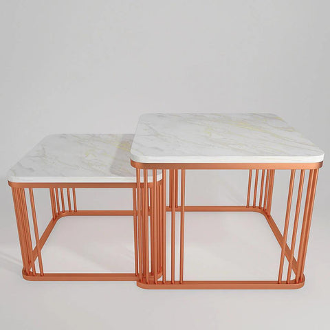 Square Copper Tethered Nesting Table Set of 2 - Decor Mantra 