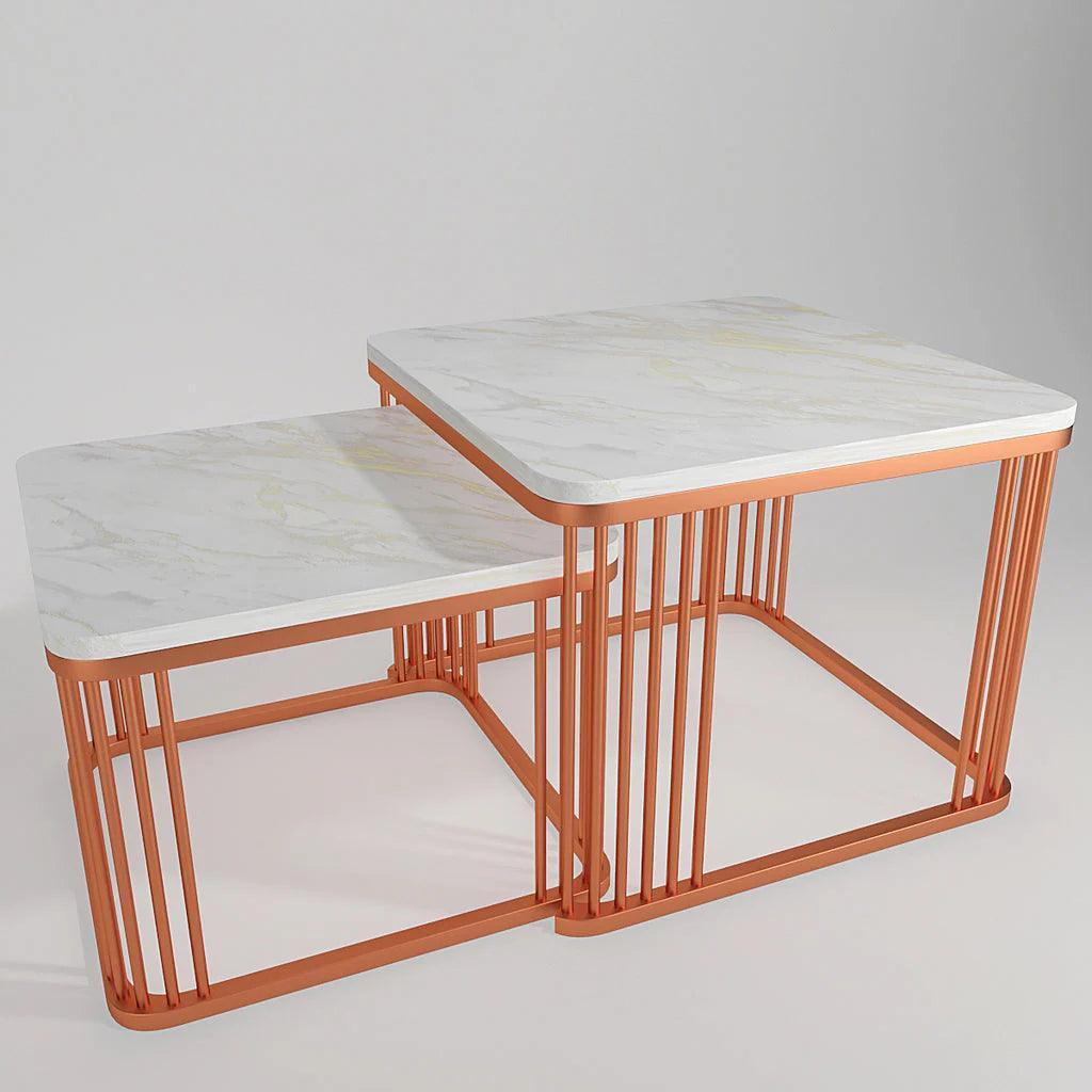 Square Copper Tethered Nesting Table Set of 2 - Decor Mantra 