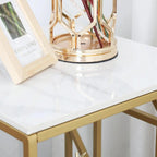 Square Geometric Rhombus Frame End Side Table with Golden Metal Finish - Decor Mantra 