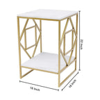 Square Geometric Rhombus Frame End Side Table with Golden Metal Finish - Decor Mantra 