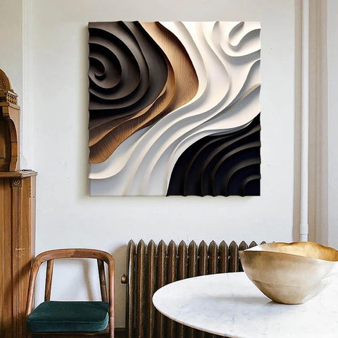 Statement Modern Wall Decor in Black White and Brown