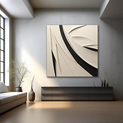 Statement Wall Art Panel with Neutral and Monochrome Texture