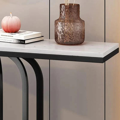 Stylish White Marble Top Console Table - Decor Mantra 