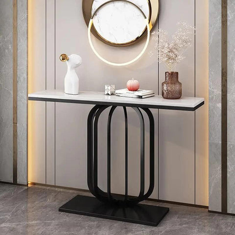 Stylish White Marble Top Console Table - Decor Mantra 