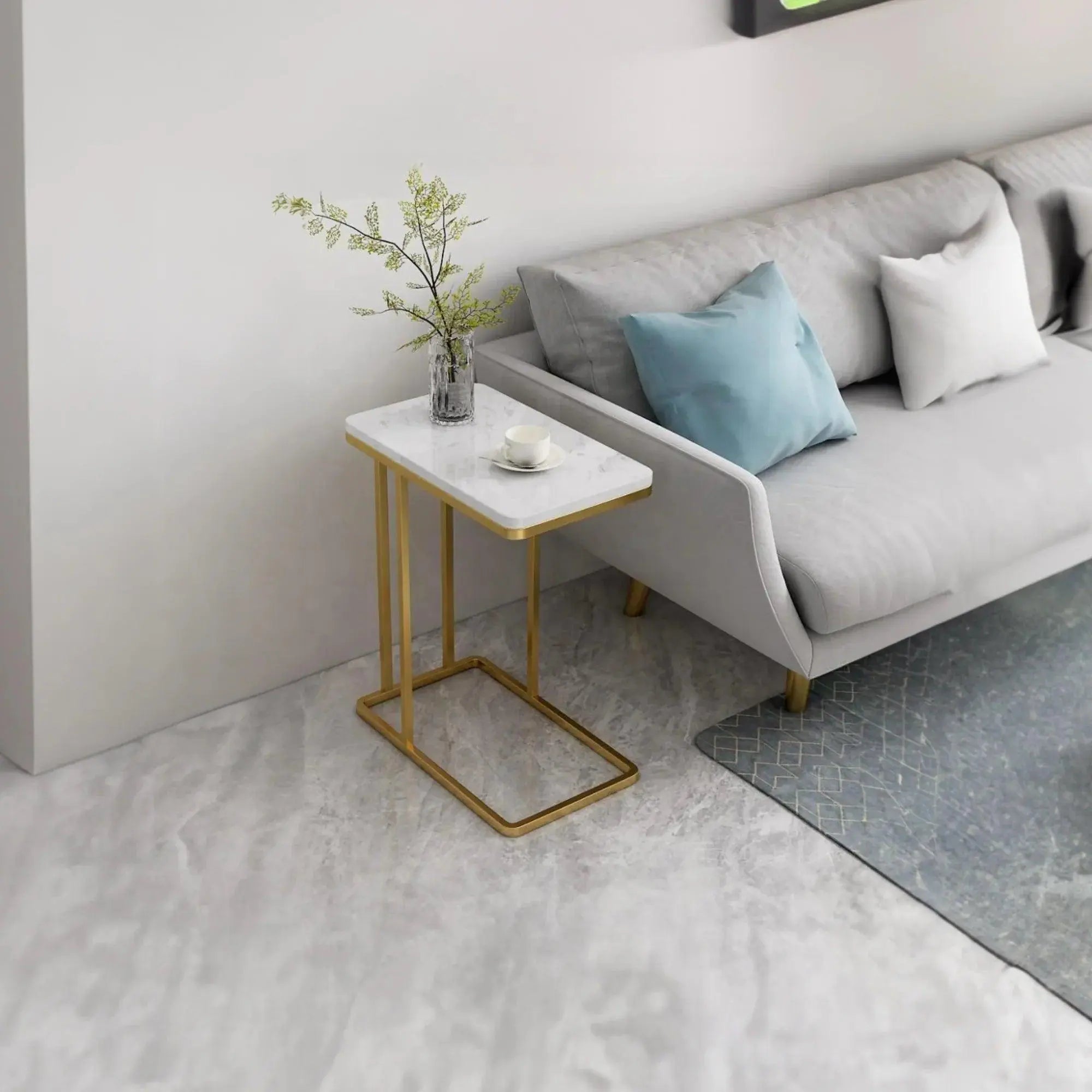 Suspended Styler Golden Metallic Side Coffee Table - Decor Mantra 