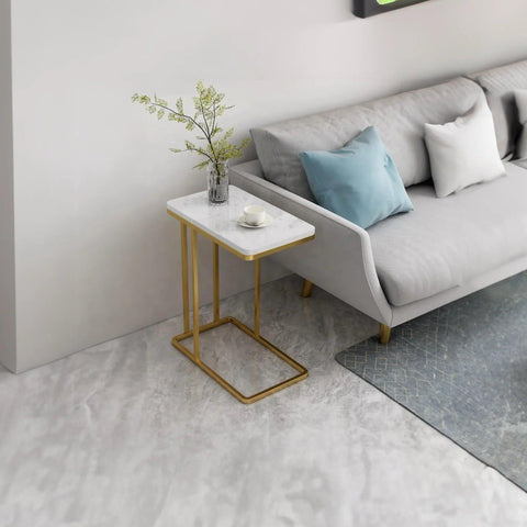 Suspended Styler Golden Metallic Side Coffee Table - Decor Mantra 
