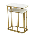 Tehran Rectangle Iron Stand Side Marble Table Set of 2 - Decor Mantra 