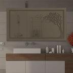 Beautiful Autumn Tree LED Rectangular Shape Bathroom Mirror - Decor Mantra 