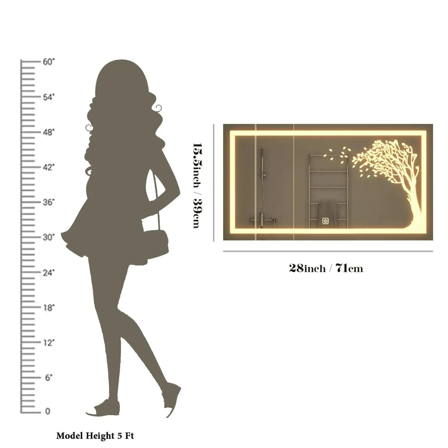 Beautiful Autumn Tree LED Rectangular Shape Bathroom Mirror - Decor Mantra 