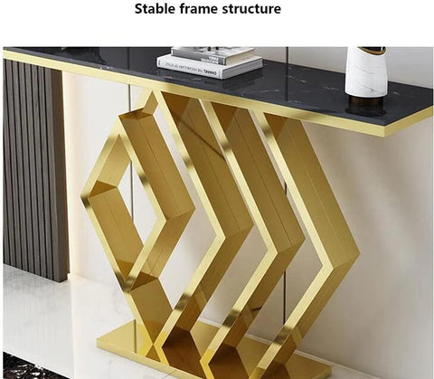 The Essence Of Style Black Marble Golden Console Table - Decor Mantra 