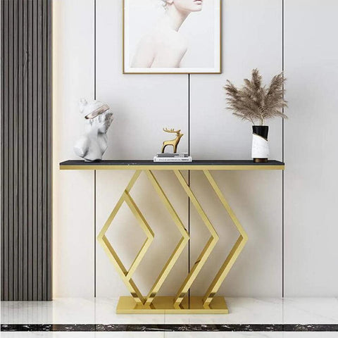 The Essence Of Style Black Marble Golden Console Table - Decor Mantra 