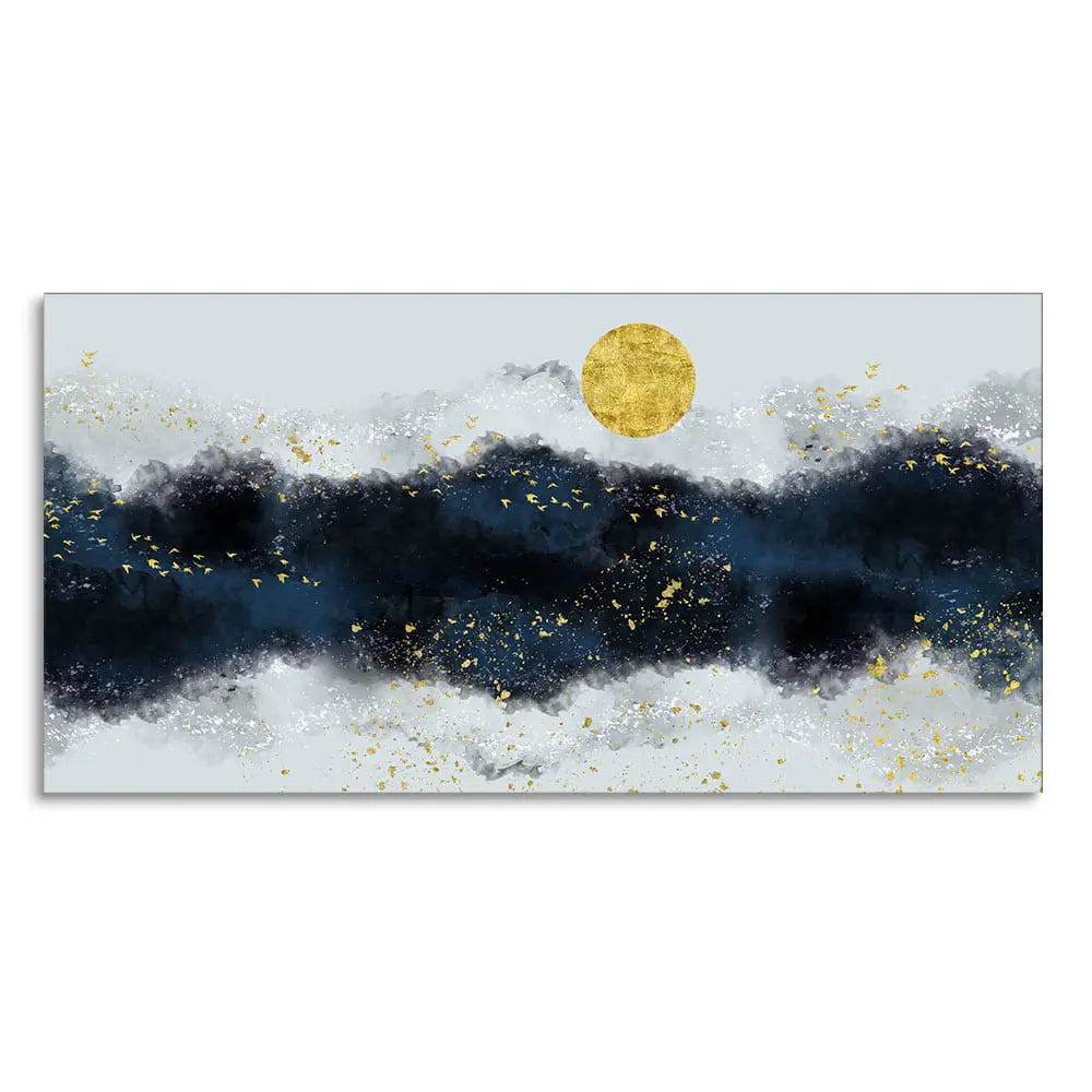 The Golden Moon Modern Abstract Art Canvas Wall Painting Decor Mantra
