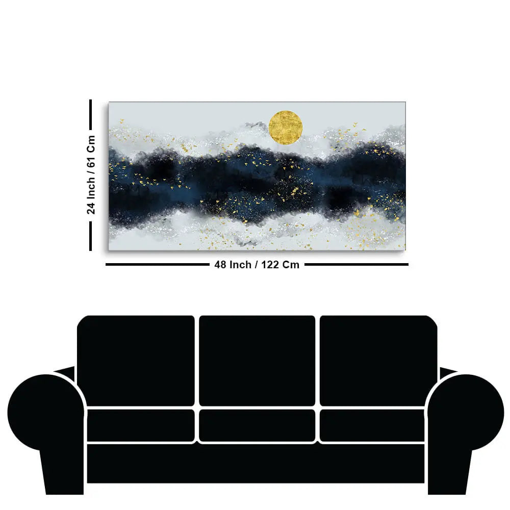 The Golden Moon Modern Abstract Art Canvas Wall Painting Decor Mantra