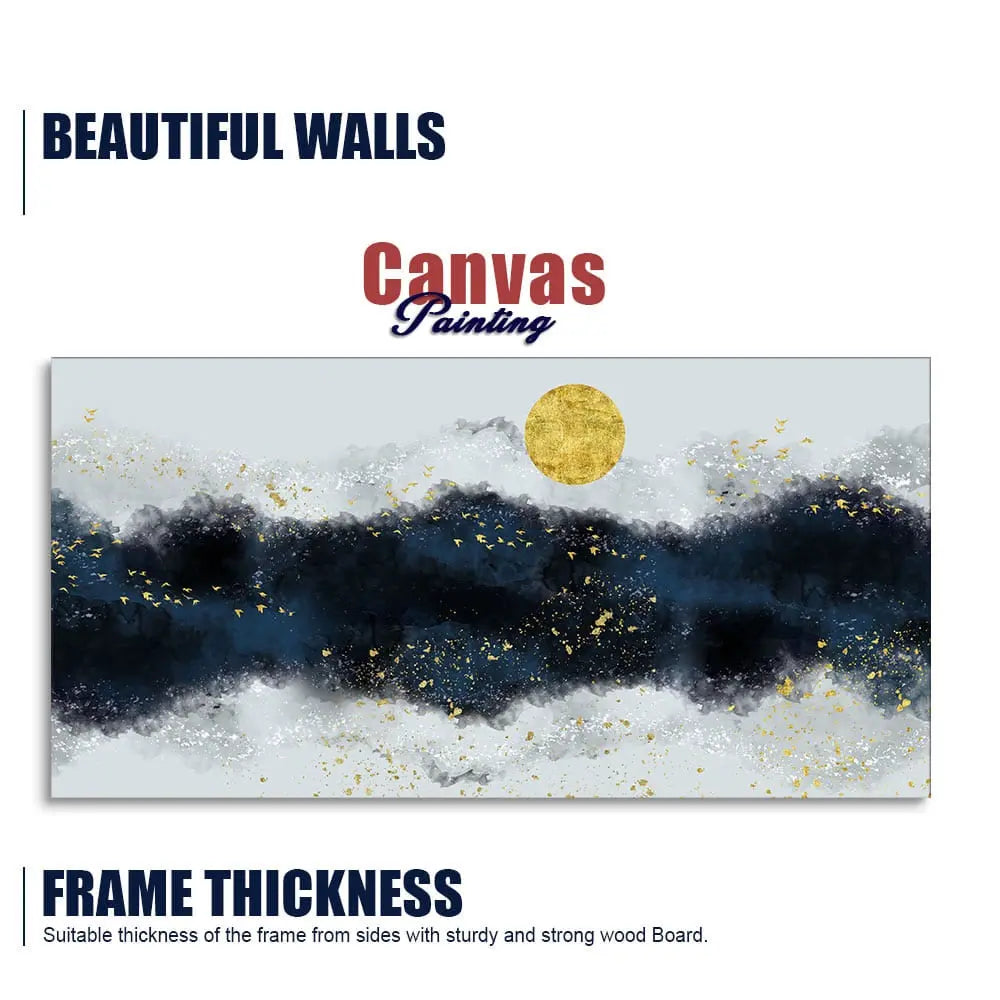 The Golden Moon Modern Abstract Art Canvas Wall Painting Decor Mantra