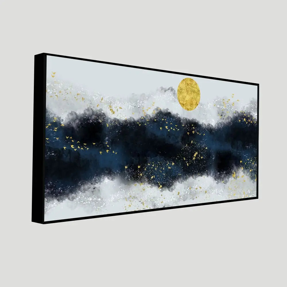 The Golden Moon Modern Abstract Art Canvas Wall Painting Decor Mantra